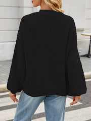 Cable Knit Button-up Cardigan in Black, view 12