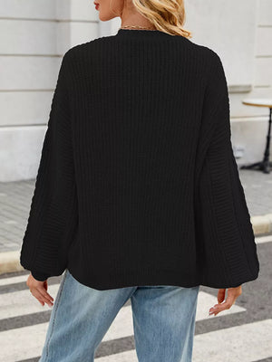 Cable Knit Button-up Cardigan in Black, view 12