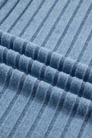 Textured blue mineral wash tank top with vertical ribbing detail