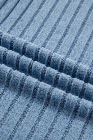 Textured blue mineral wash tank top with vertical ribbing detail