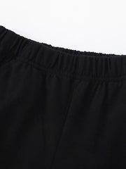Black cotton shorts with elastic waistband detail