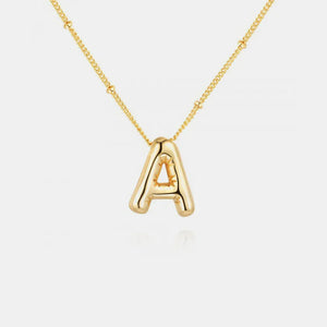 Gold initial A pendant necklace with beaded chain