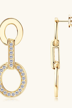 Gold geometric pavé drop earrings with clear stones