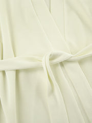 Cream waffle knit robe with tie belt detail