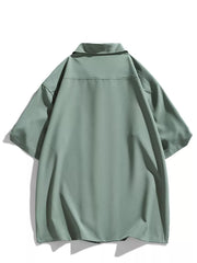 Button-down Short-sleeve Top in Air Force Blue, side view