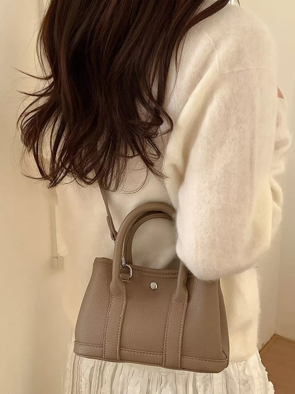 Top Handle Crossbody Bag in Brown, front view
