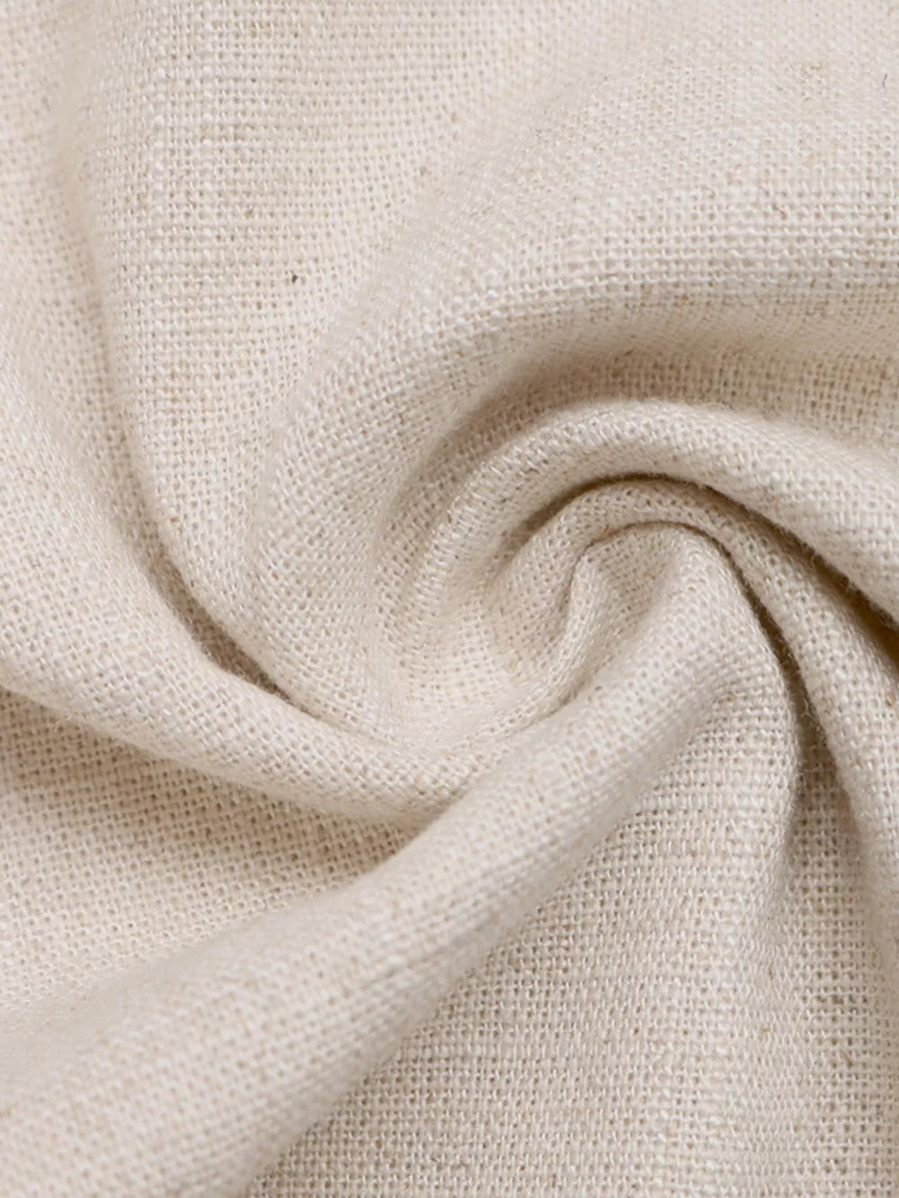 Relaxed drawstring wide-leg trousers in natural linen-look fabric with a textured weave.
