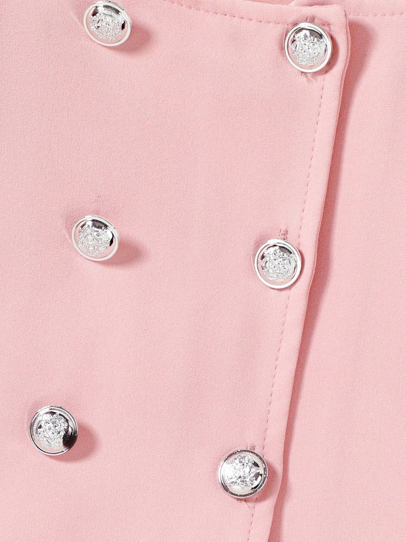 Toddler pink double-breasted blazer with decorative silver buttons