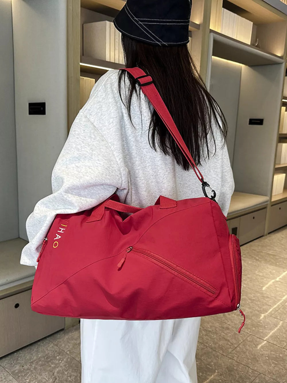 Sleek Nylon Travel Bag With Organized Pockets