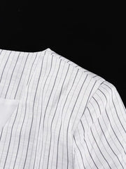 Pinstripe Cropped Blazer And Pleated Shorts Set in Light Gray, editorial view
