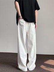 Men's white wide-leg jeans with a relaxed fit and classic back pockets.