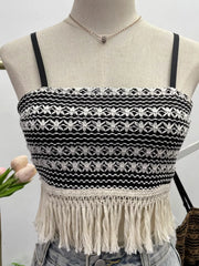 Fringe Knit Cami in Apricot, model styling view