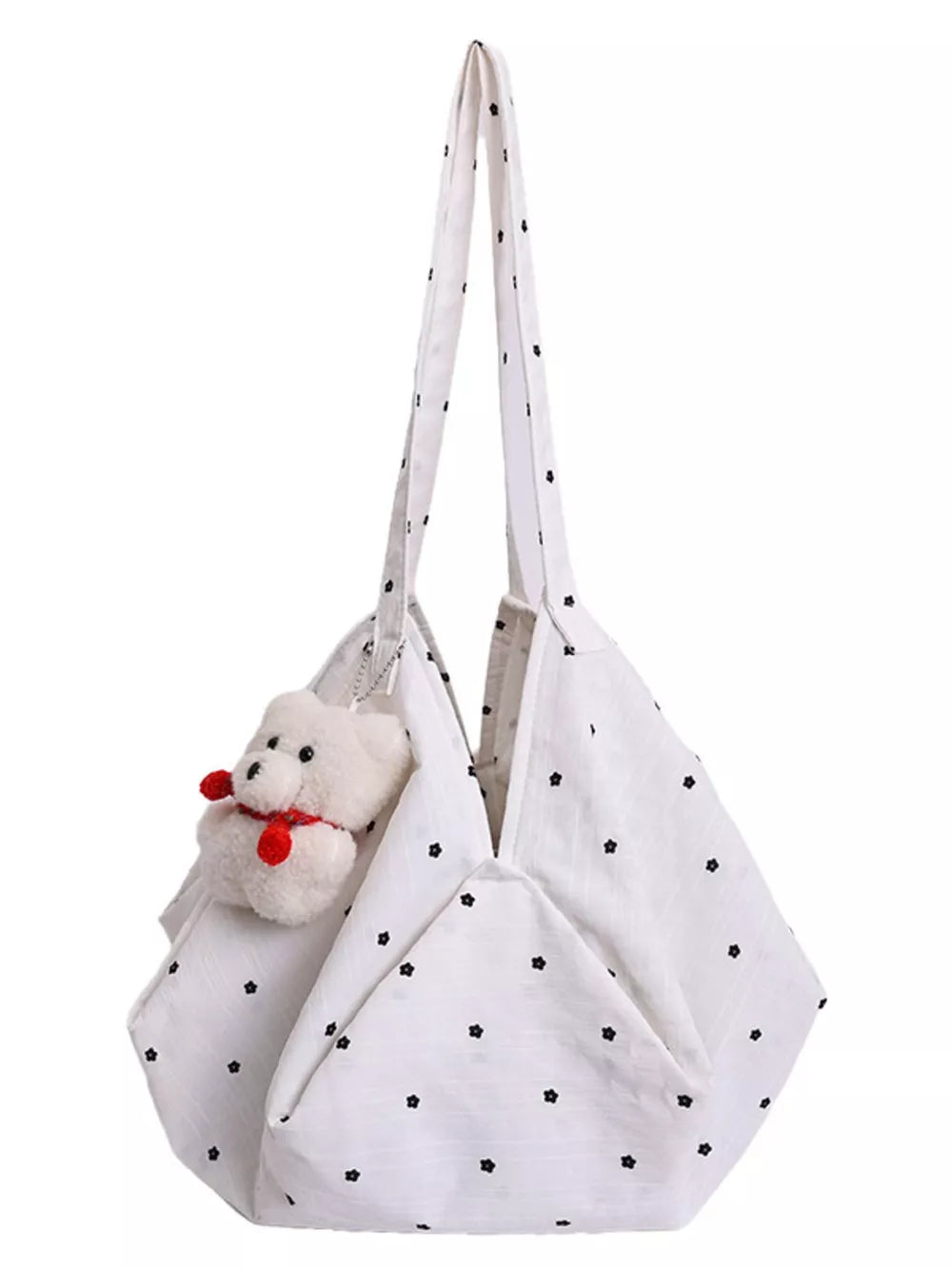 Polka Dot Shoulder Bag in White, alternate angle