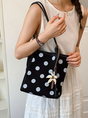 Polka Dot Shoulder Bag in Black, front view