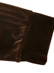 Brown velvet blouse with lace trim detail