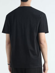 Men's black short sleeve cotton t-shirt with a crew neck.