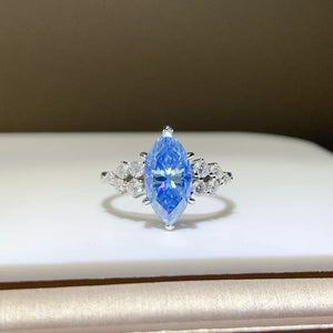 925 Sterling Silver Marquise Solitaire Moissanite Ring, close-up detail