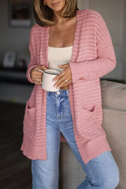 100% polyester Care instructions: Machine wash cold cardigan in blush pink with relaxed silhouette