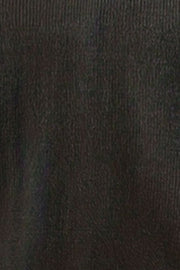 Black knit sweater with ruffled sleeves and V-neck
