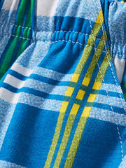 Toddler graphic tee set with blue, white, green, and yellow plaid pattern.