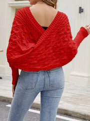 Cable Knit Batwing Sleeve Sweater in Black, product detail