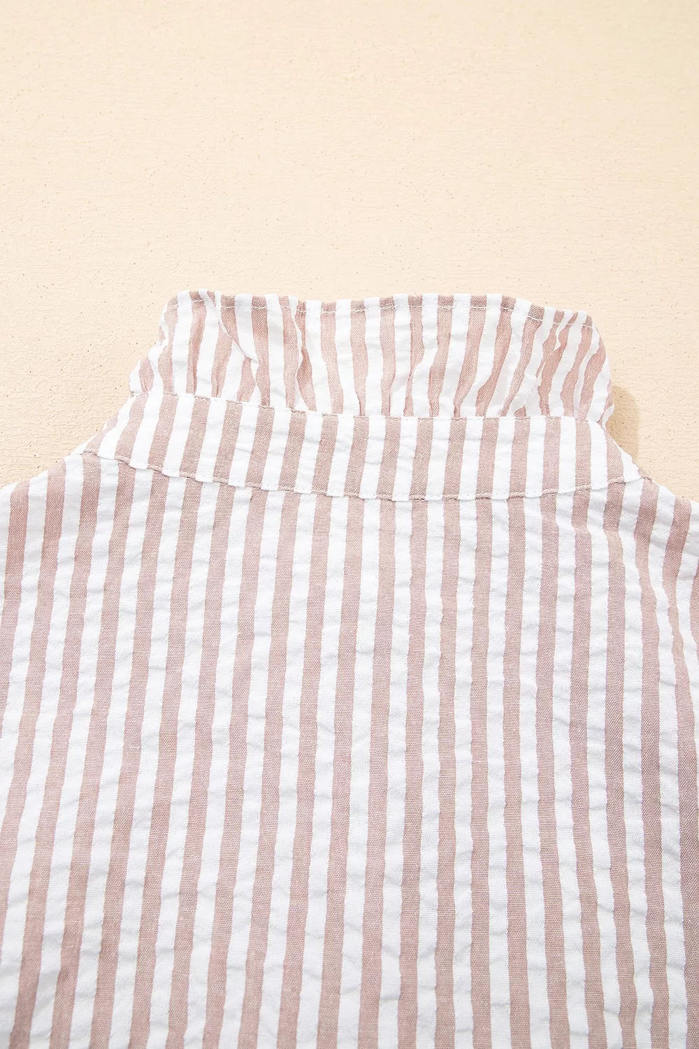 Stripe Frilled Collar Half Sleeve Shirt Dress, front view