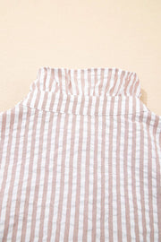 Stripe Frilled Collar Half Sleeve Shirt Dress, front view