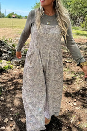 Camouflage Twist Ribbed Sleeveless Jumpsuit, fabric detail
