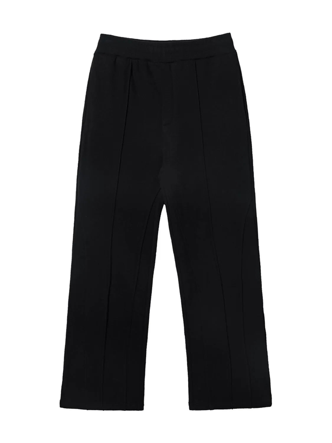 Black lounge trousers with seam detail and wide leg