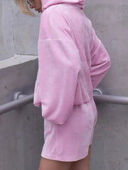Zip Up Hooded Outerwear And Shorts Set in Grey, view 18