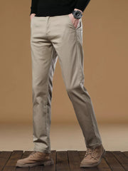 Men's Stretch Fit Casual Pants in Dark Gray, model styling view