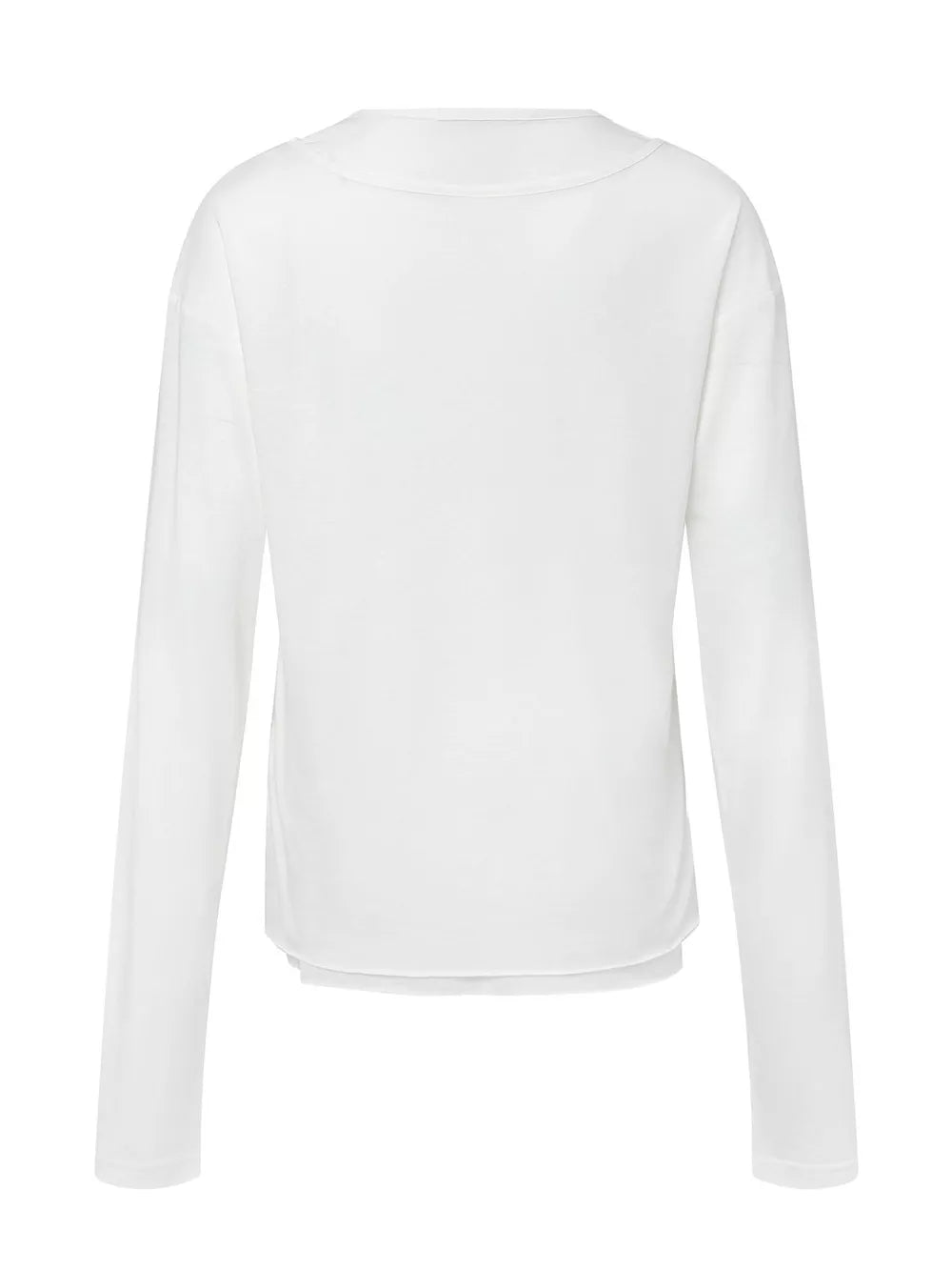 Men's Long-sleeve Round Neck T-shirt in White, model styling view