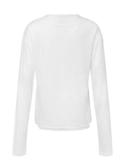 Men's Long-sleeve Round Neck T-shirt in White, model styling view