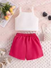 Children's Letter Graphic Cami And Bow Skort Set, alternate angle