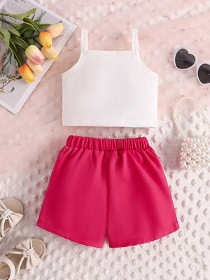 Children's Letter Graphic Cami And Bow Skort Set, alternate angle