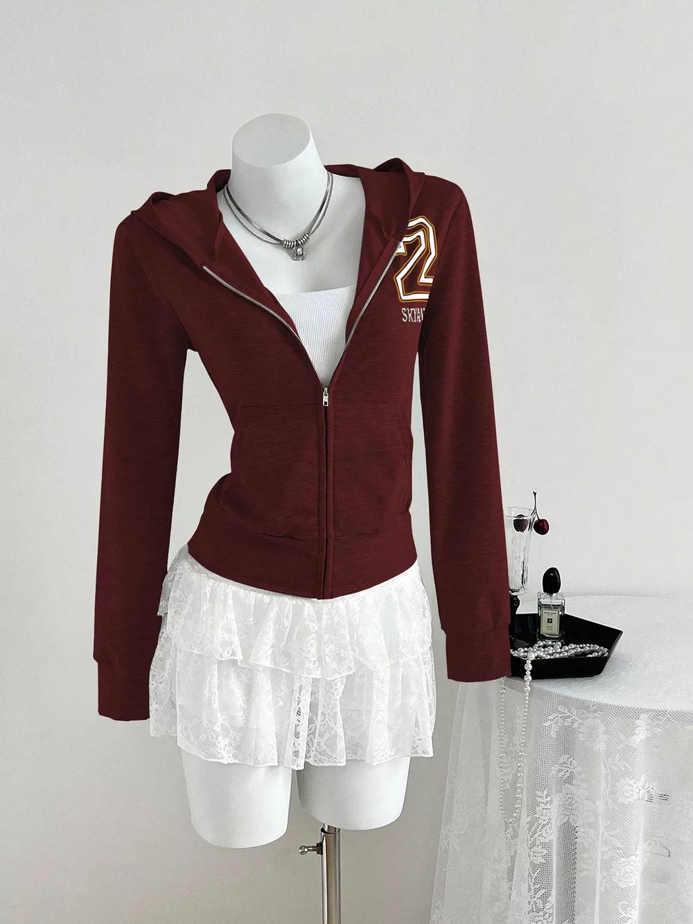 Zip Up Long Sleeve Hoodie, front view