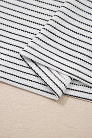 Stripe Contrasted Ruffle Trim Loose Long Sleeve Top in Stripe, view 13