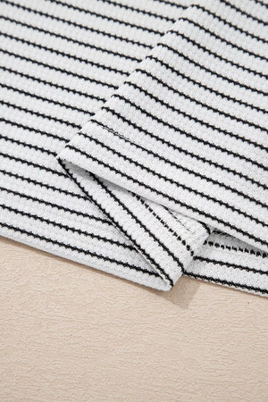 Stripe Contrasted Ruffle Trim Loose Long Sleeve Top in Stripe, view 13