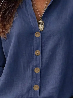 Linen Long-sleeve Top in Orange-red, view 11