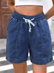 Adjustable Drawstring Denim Shorts