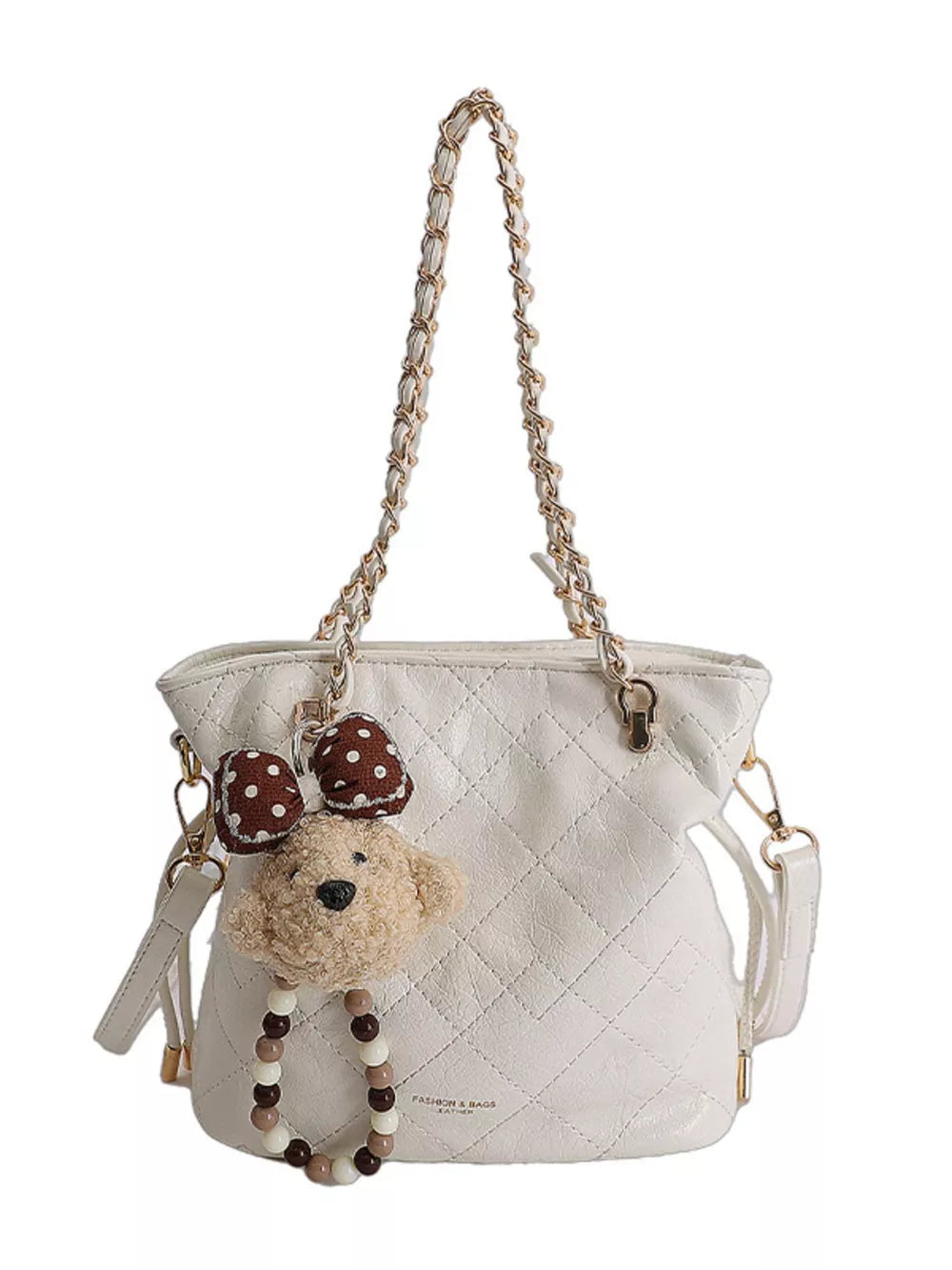 Pu Leather Crossbody Bag in White, editorial view
