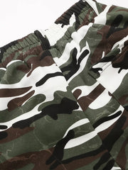 Men's Camouflage Print Capris in Green Camouflage, close-up detail