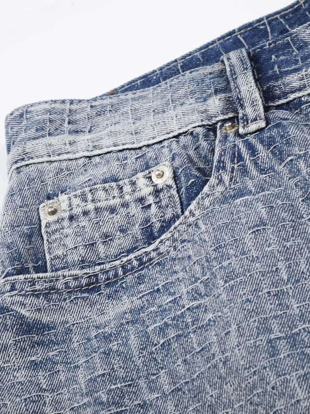 Men's Wide Leg Denim Capris in Blue, alternate angle