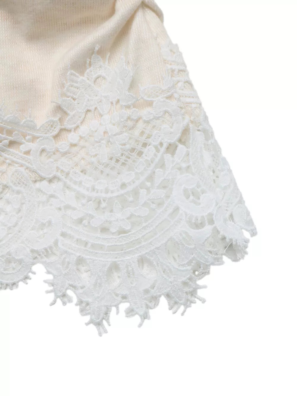 Lace Trim Long Sleeve T-shirt in Eggshell, alternate angle