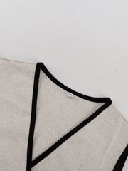 Chic Contrast Trim Vest And Skirt Ensemble