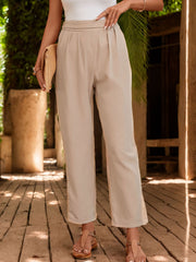 Pleated waistband relaxed trousers in Dust Storm with a cuffed hem.