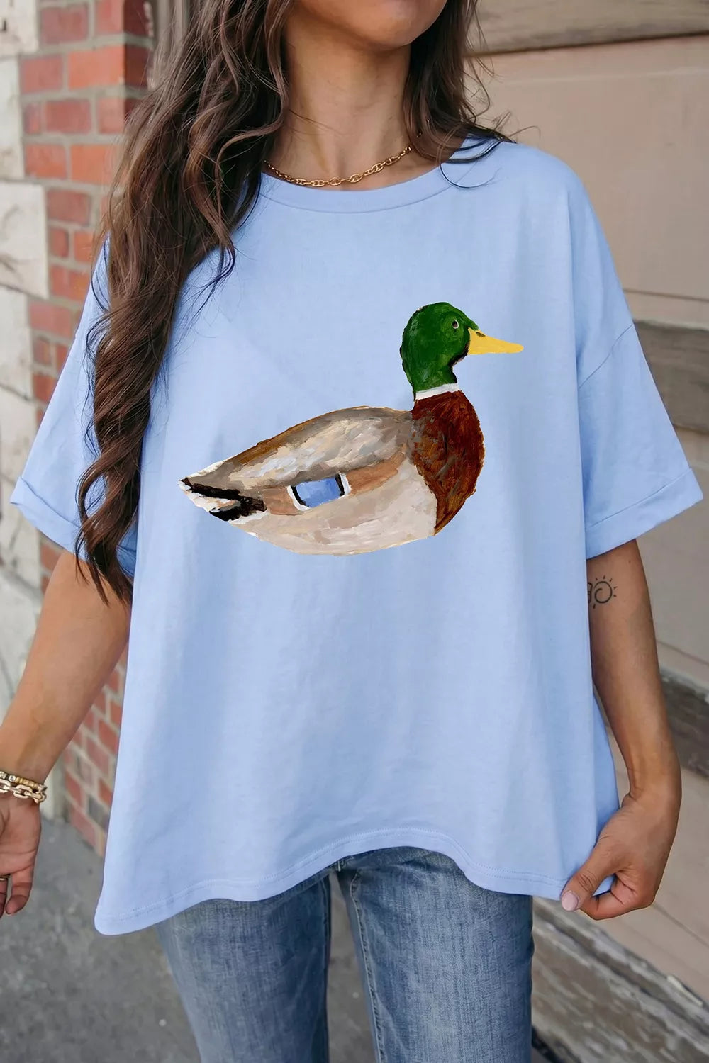 Western Duck Graphic Oversized T-shirt, side view
