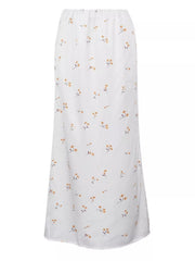 Delicate Floral Satin Midi Skirt