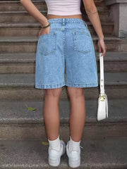 Chic High-rise Relaxed Denim Shorts