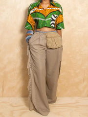 Wide-leg Pants With Fringed Details in Black, alternate angle